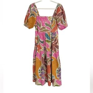 Crystal Sky Poplin Floral Puff Sleeve Dress S